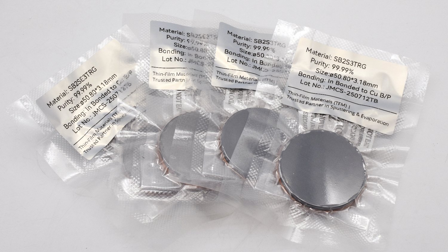 Sb2S3 and Sb2Se3 Sputtering Target with Copper Backing Plate, Made by Thin-Film Materials