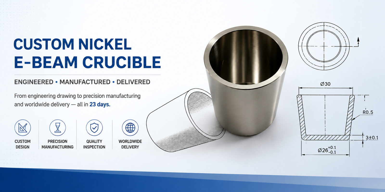 Custom Nickel E-Beam Crucible